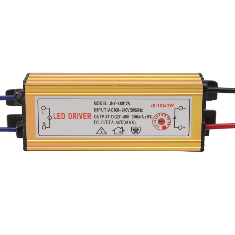 LED Driver with 2Pin JST Connector Cable for (09-12) x 1W LED Floodlight Lamp, Input Voltage: AC 100-240V, Model: JNY-L0912A
