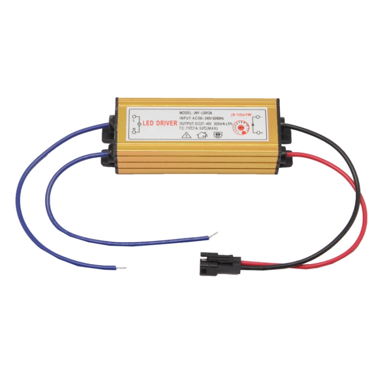 LED Driver with 2Pin JST Connector Cable for (09-12) x 1W LED Floodlight Lamp, Input Voltage: AC 100-240V, Model: JNY-L0912A