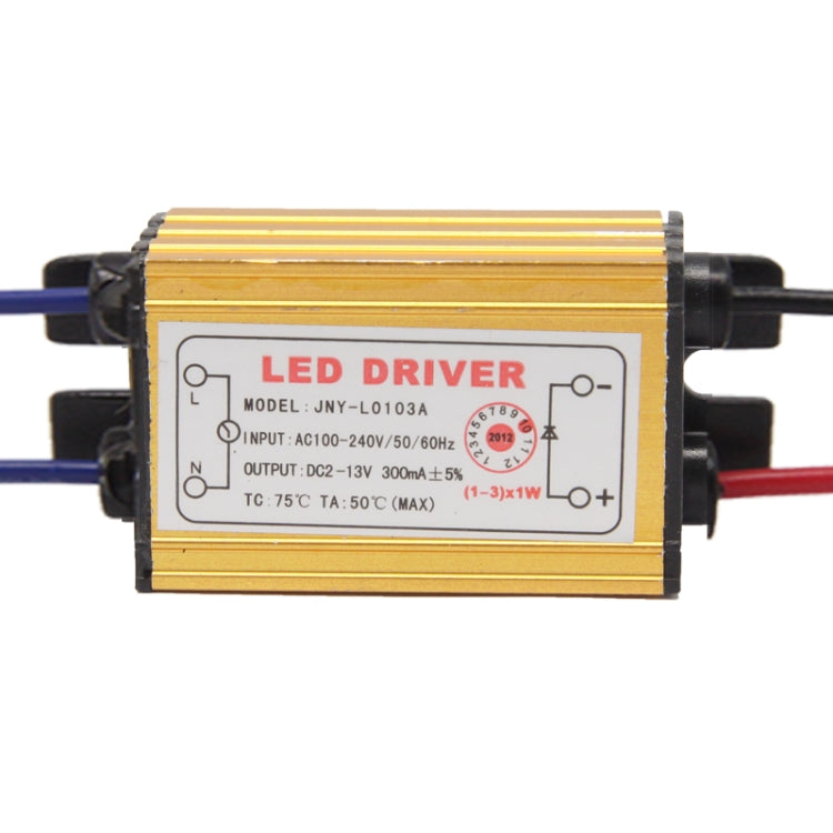 LED Driver with 2Pin JST Connector Cable for (1-3) x 1W LED Floodlight Lamp, Input Voltage: AC 100-240V, Model: JNY-L0103A