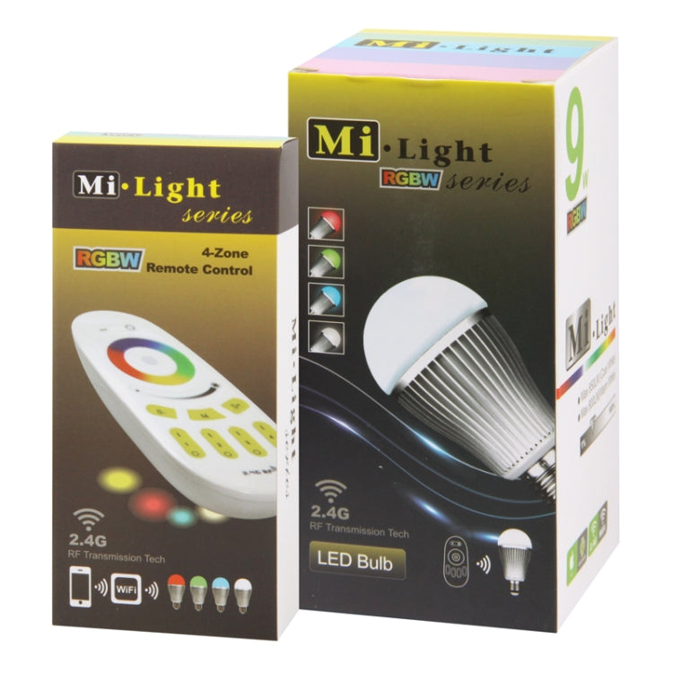 E27 9W Mi.Light 2.4G Wireless RGBW Colorful LED Light Bulb with RGBW Remote Control