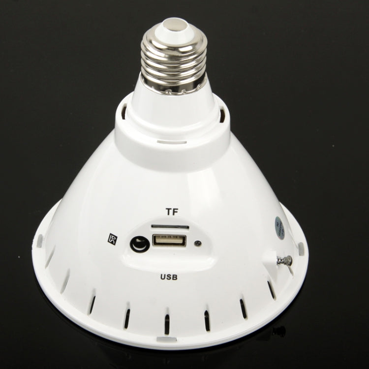E27 6W New Design Speaker White LED Bulb Speaker with Remote Control, Support LED Light / USB / TF Card / FM Radio (Sk#48)