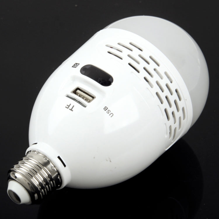 E27 5W New Design Speaker White LED Bulb Speaker with Remote Control, Support LED Light / USB / TF Card / FM Radio (Sk#42B)