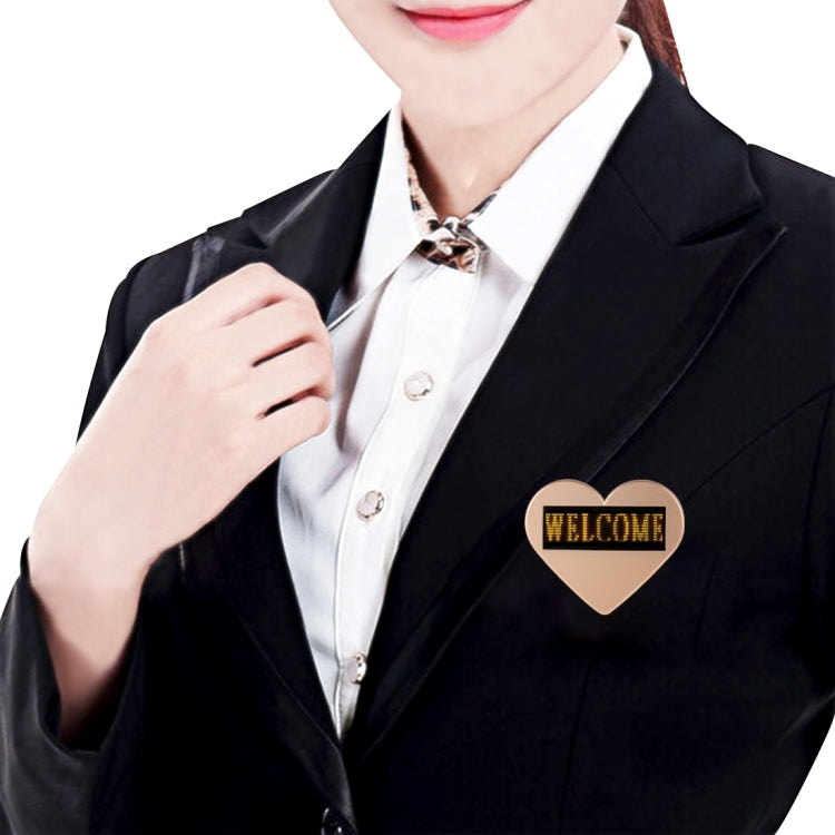 Heart-shaped LED Electronic Name Badge Mini LED Display, Size: 9.5 x 7.0 x 0.8 cm, EU Plug(Yellow)