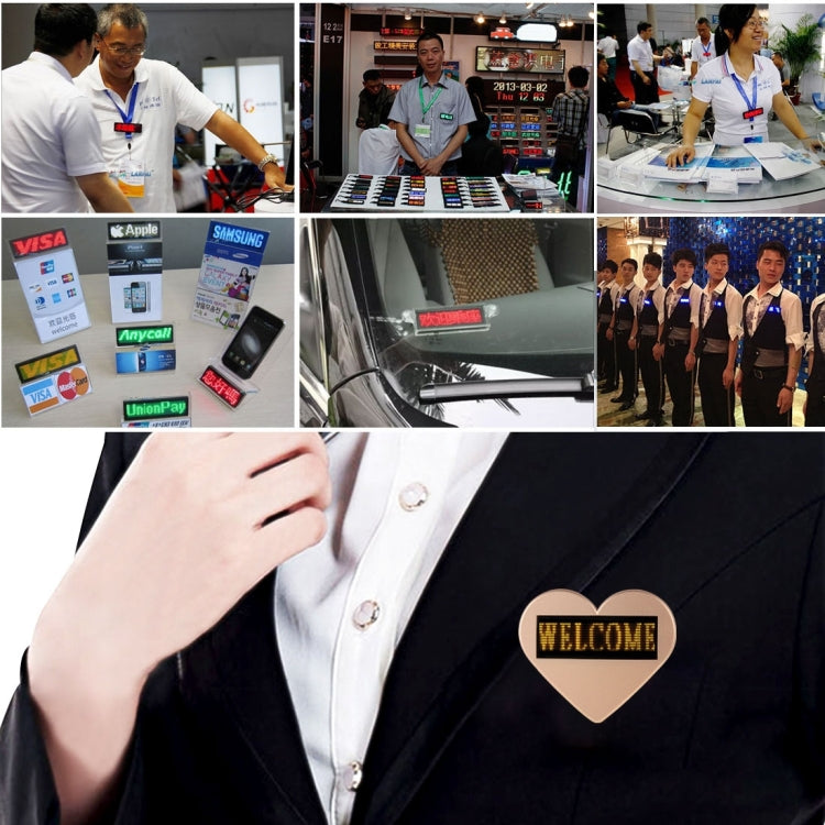 Heart-shaped LED Electronic Name Badge Mini LED Display, Size: 9.5 x 7.0 x 0.8 cm, EU Plug(Yellow)