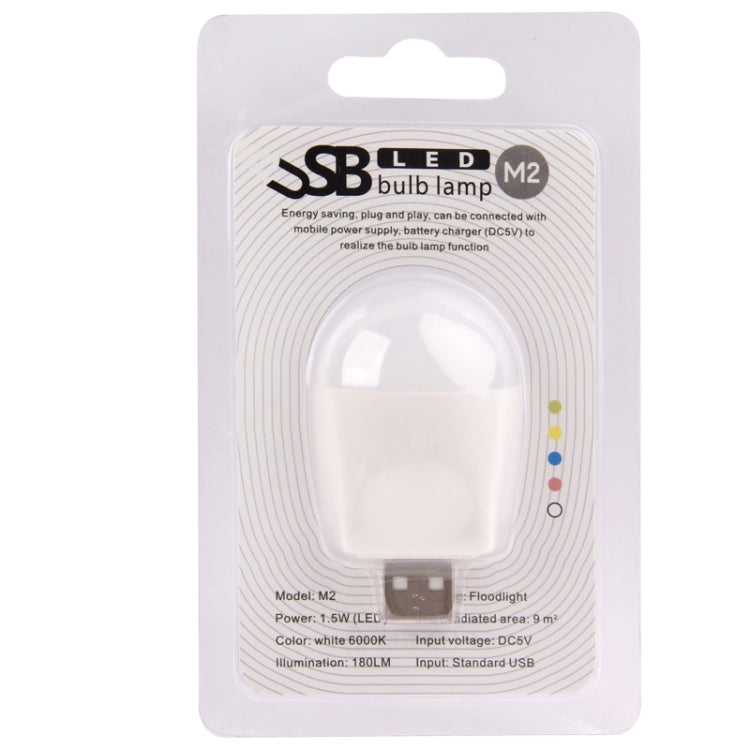W2 1.5W USB LED Light Bulb, 6000k White Light, USB Connector