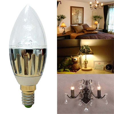 E14 3W 240LM LED Candle Energy Saving Light Bulb, White Light, AC85V - 265V, Die-cast Aluminum Material