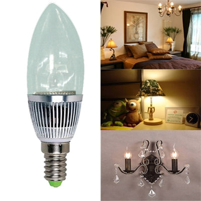 3W / 240LM High Quality Tensile Aluminum Material White Light LED Candle Energy Saving Light Bulbs, Base Type: E14