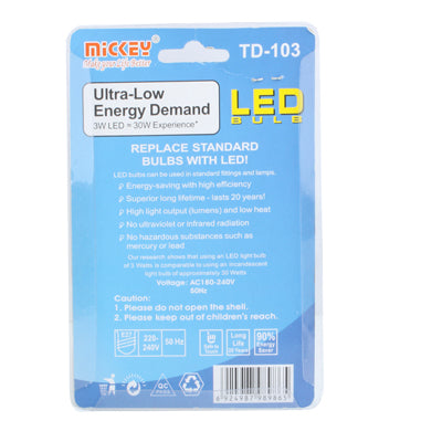 3W E27 Screw Ultra Low Energy White Light LED Bulb(White)