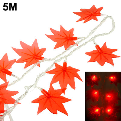 String Decorative Light,  Length: 5m, Maple Leaves Shape 50 LED Red Light (Red)
