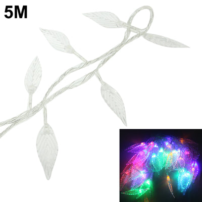 String Decorative Light,  Length: 5m, Leaves Shape 50 LED  RGB Light