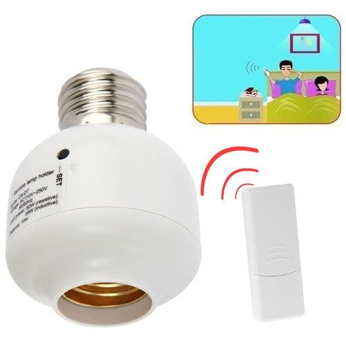 E27 Base Type Remote Control Lamp Holder, Load Power: 50W (Distance: 10m)(White)