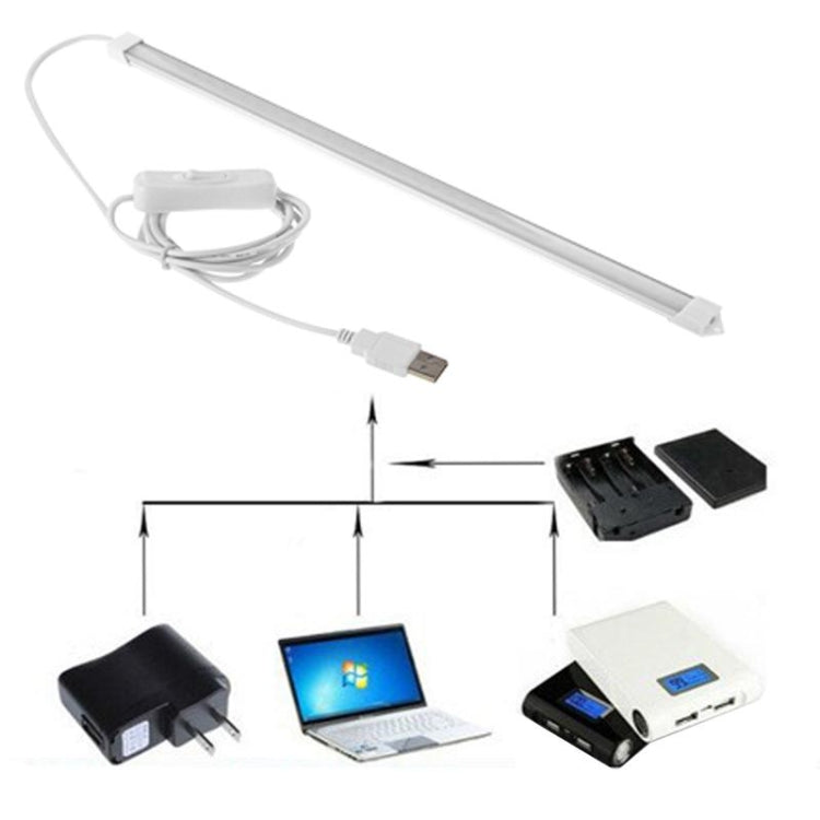 Y100 35cm White USB LED Strip Light , Portable 5V 650mA 5500-6500K with Switch