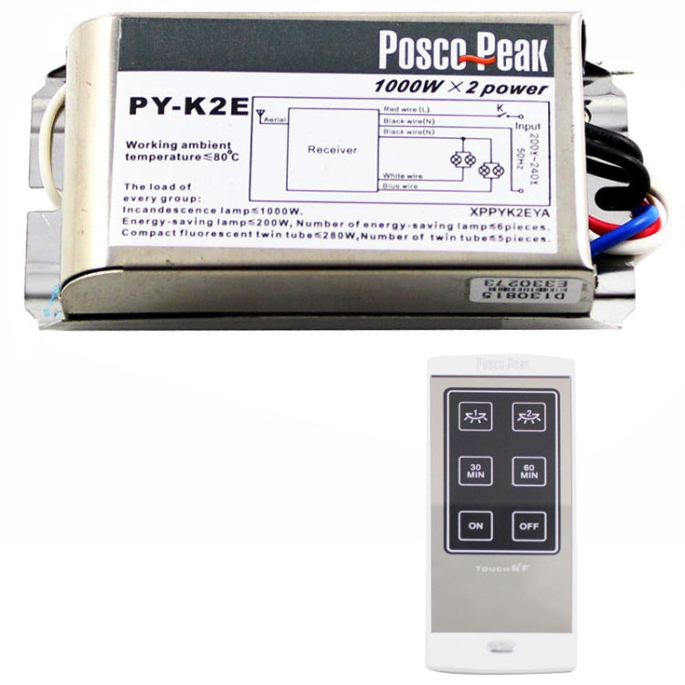 1000W x 2 Two Channel RF Pure Touch Remote Control Switch, 200~240V (PY-K2E)