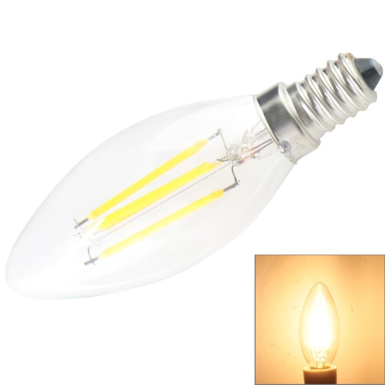 E14 4W Warm White Light 4 COB LED Candle Bulb, 400 LM 2600-3300K LED Filament Light, AC 85-265V