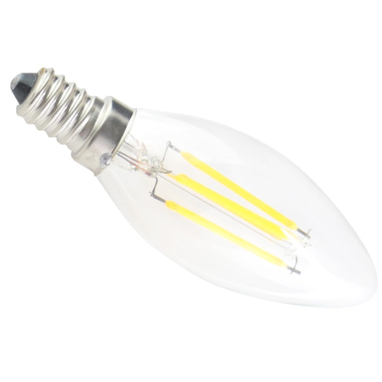 E14 4W Warm White Light 4 COB LED Candle Bulb, 400 LM 2600-3300K LED Filament Light, AC 85-265V