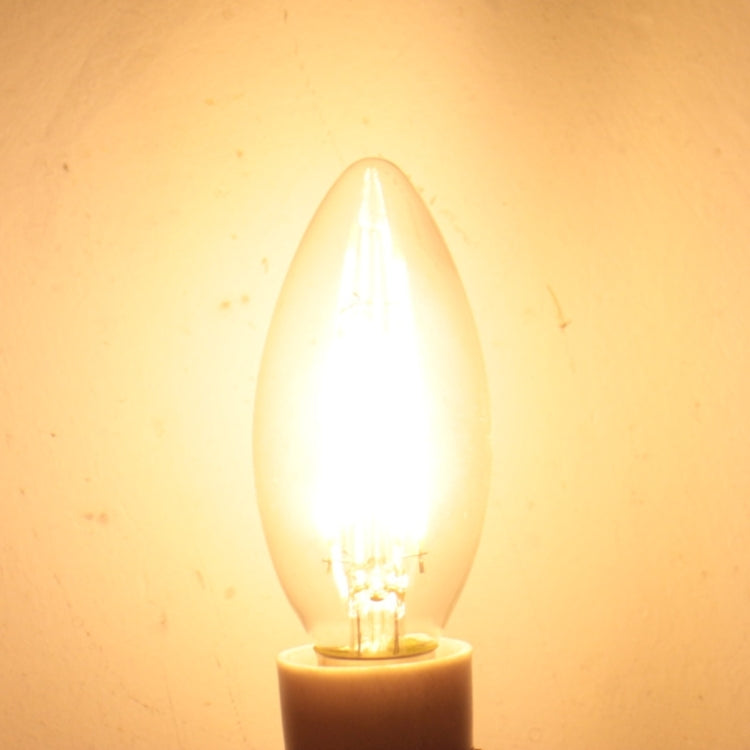 E14 4W Warm White Light 4 COB LED Candle Bulb, 400 LM 2600-3300K LED Filament Light, AC 85-265V