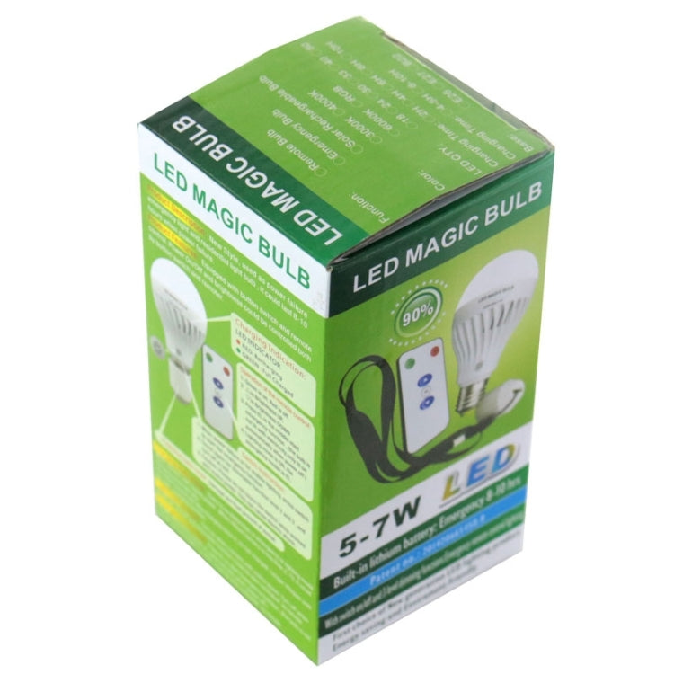 E27 5-7W Rechargeable LED Emergency Light Bulb, 30 LED SMD 2835, with Remote Control, AC 85V-265V