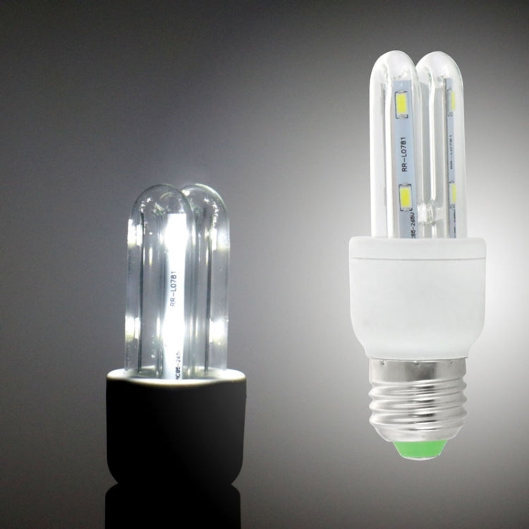 E27 2U Shape Transparent Cover 3W Corn Light Bulb, 8 LED SMD 5730, 180LM, W