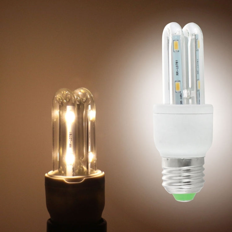 E27 2U Shape Transparent Cover 3W Corn Light Bulb, 8 LED SMD 5730, 180LM, W
