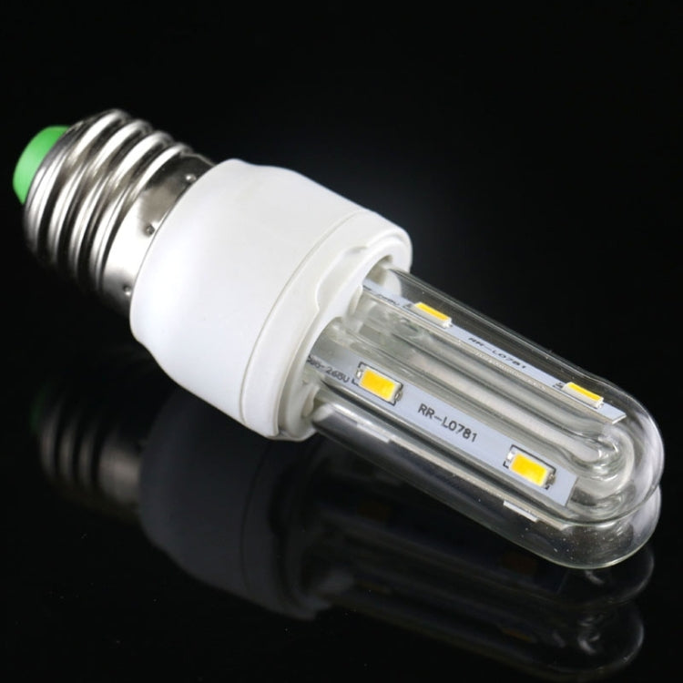 E27 2U Shape Transparent Cover 3W Corn Light Bulb, 8 LED SMD 5730, 180LM, W