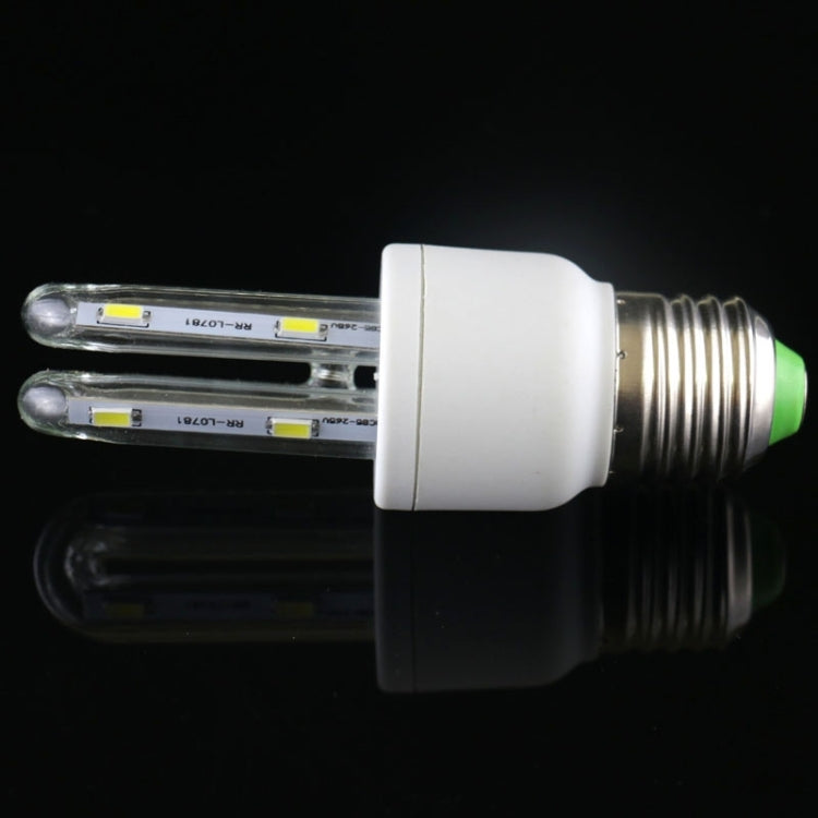 E27 2U Shape Transparent Cover 3W Corn Light Bulb, 8 LED SMD 5730, 180LM, W