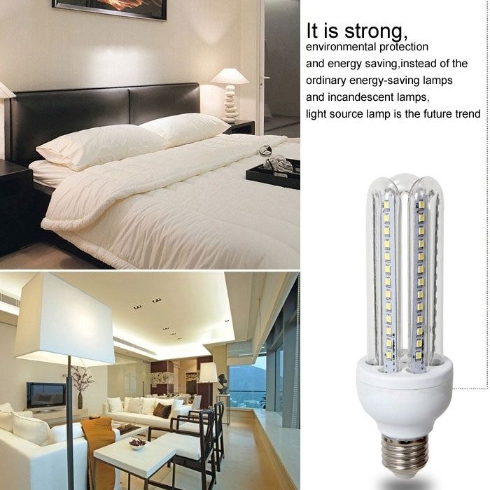 E27 2U Shape Transparent Cover 3W Corn Light Bulb, 8 LED SMD 5730, 180LM, W