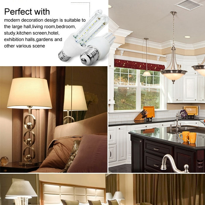 E27 2U Shape Transparent Cover 3W Corn Light Bulb, 8 LED SMD 5730, 180LM, W