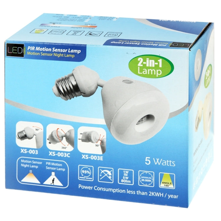 2 in 1 360 Degrees 5W LED PIR Motion Sensor Lamp, Motion Sensor Night Lamp, EU Plug