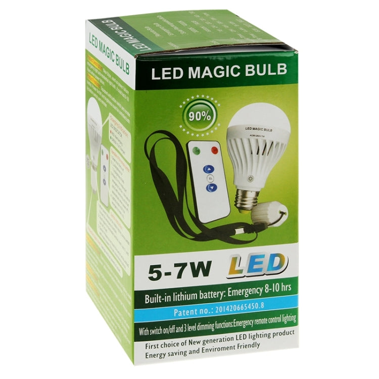 5W-7W Rechargeable LED Emergency Bulb Light, E26 / E27 / B22 LED Magic Bulb with Remote Controller (Default Delivery E27 Bulb Base, Need E26 or B22, Must Make a Note on the Order)