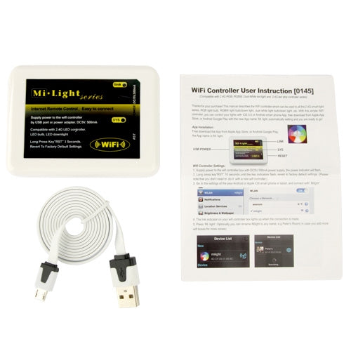 WiFi LED Controller Hub Mi Light Series - Internet Remote Control RGB RGBW Dual White LED Lights Strip with DC 5V 500mA USB Cable for Smartphone
