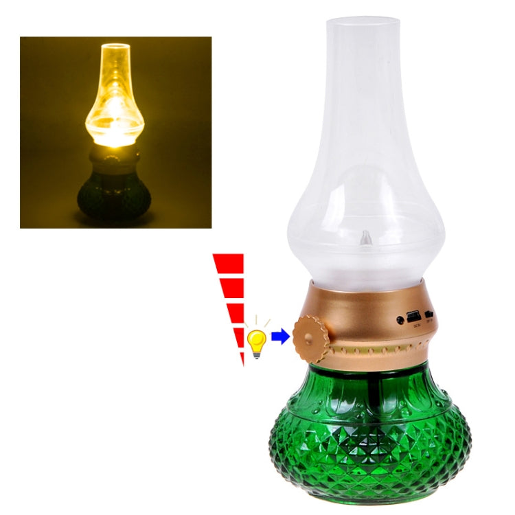Retro Blowing Control Kerosene Candle Lamp, USB Rechargeable Classic Blow LED Lamp, YGH-515(Green)