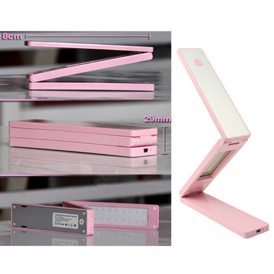 Folding LED Eye-protection Table Lamp , 18 LEDs, White Light, with Calendar / Thermometer / Alarm / Clock(Pink)