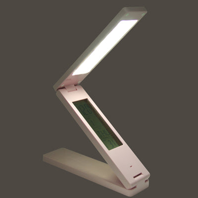 Folding LED Eye-protection Table Lamp , 18 LEDs, White Light, with Calendar / Thermometer / Alarm / Clock(Pink)