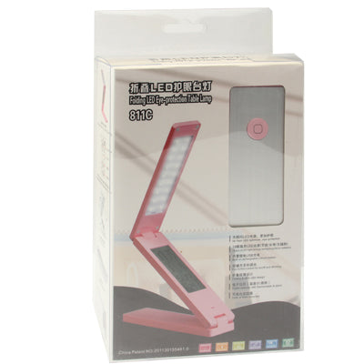 Folding LED Eye-protection Table Lamp , 18 LEDs, White Light, with Calendar / Thermometer / Alarm / Clock(Pink)