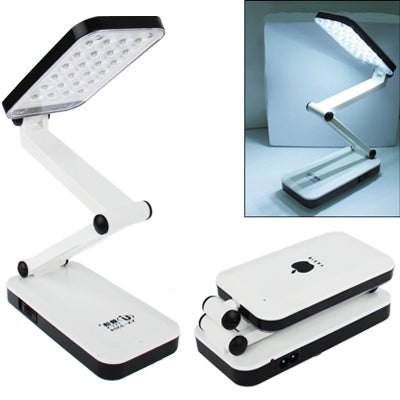 Rechargeable Folding Adjustable Desk Lamp, 24-LED, White Light, Two Sections of Brightness Adjustment