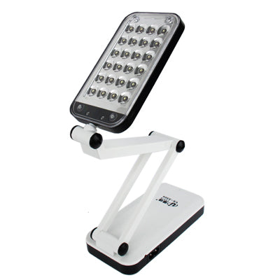 Rechargeable Folding Adjustable Desk Lamp, 24-LED, White Light, Two Sections of Brightness Adjustment