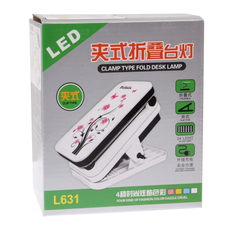 Portable Folding Adjustable Light Electric LED  Lamp, 24 LED, 2W, Rechargeable, Clip Type
