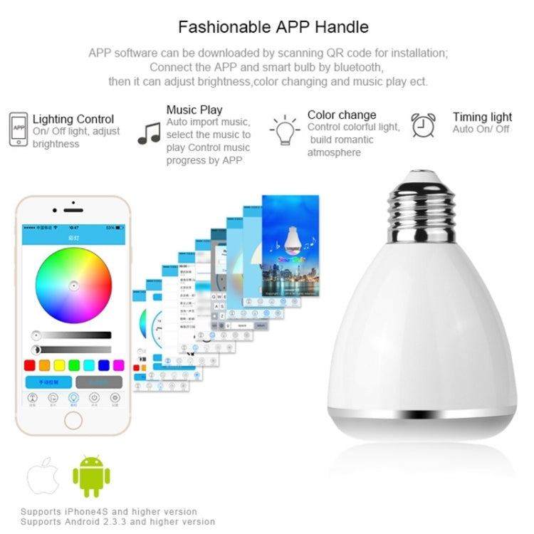 BL08A 6W Cool White Light Bluetooth Smart LED Bulb