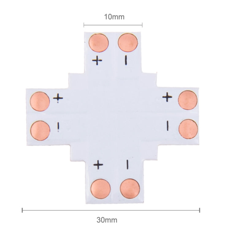 10 PCS 10mm 2 Pin + Type Connector FPC Board for SMD 5050 LED Strip