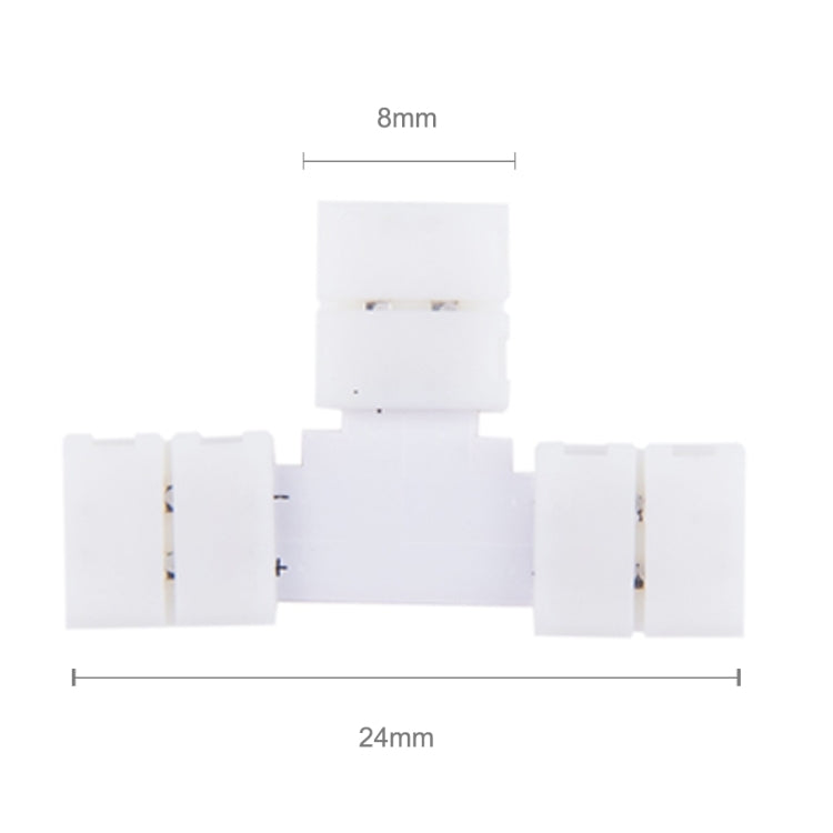 10 PCS 8mm 2 Pin T Type PCB FPC Board Splitter Connector for SMD 3528 LED Strip