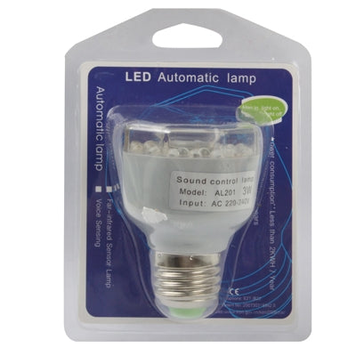 3W Infrared Sensor Light Bulb, AC 220V, 23 LED, White Light, Sensitive Distance: 3-4m, Base Type: E27