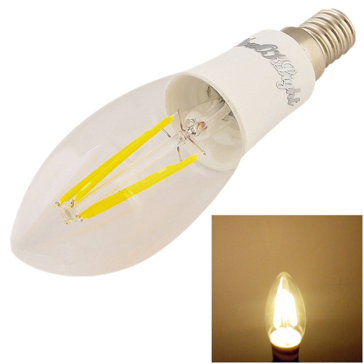 YouOKLight E14 4W 320LM White Light 4 COB LED Candle Bulbs Edison LED Filament Light Lamp, AC 85-265V