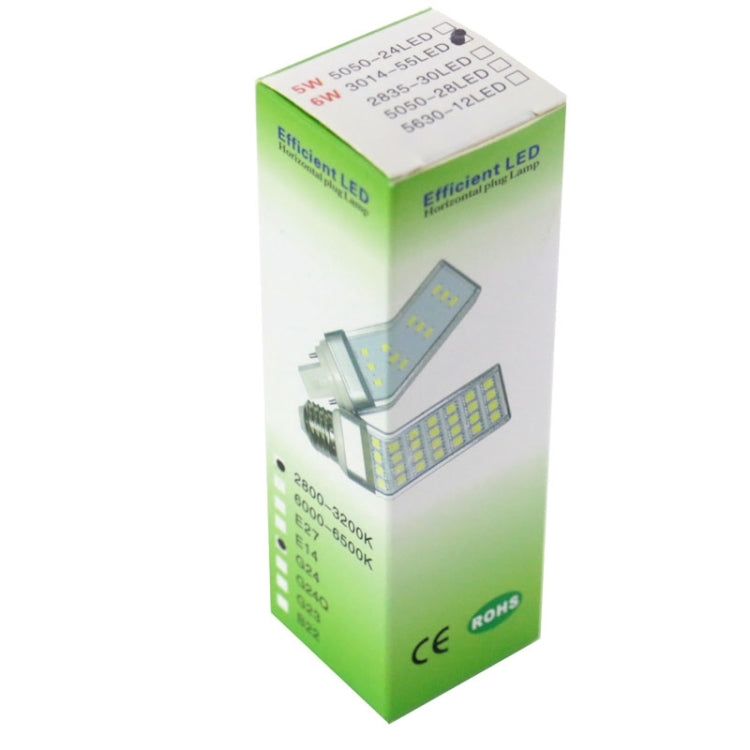 G24 6W 600LM LED Transverse Light Bulb, 55 LED SMD 3014, Warm White Light, AC 85-265V
