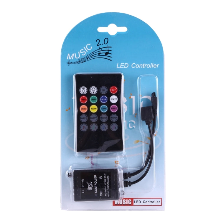 DC 12-24V Mini 20 Keys Music LED Controller IR Remote Control for 3528 5050 LED Light Strip