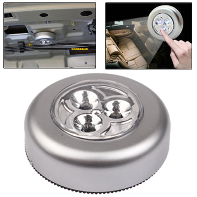 Portable Bright Mini Touch Light , 3-LED Emergency Push Lamp for Home Outdoor Use(Silver)