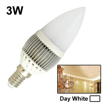 3W / 225LM High Quality Tensile Aluminum Material Day White Light LED Candle Energy Saving Light Bulbs, Base Type: E14