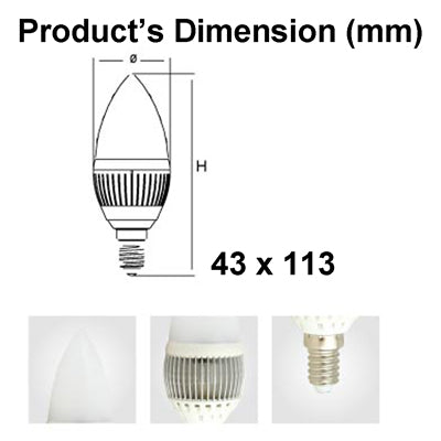 3W / 225LM High Quality Tensile Aluminum Material Day White Light LED Candle Energy Saving Light Bulbs, Base Type: E14