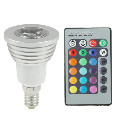 E14 3W RGB Flash LED Light Bulb, Luminous Flux: 240-270lm, with Remote Controller, AC 85-265V
