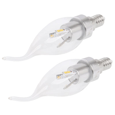 2 PCS E14 3W Candle Light Bulb, 18 LED, Warm White Light, Luminous Flux: 240LM