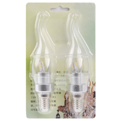2 PCS E14 3W Candle Light Bulb, 18 LED, Warm White Light, Luminous Flux: 240LM